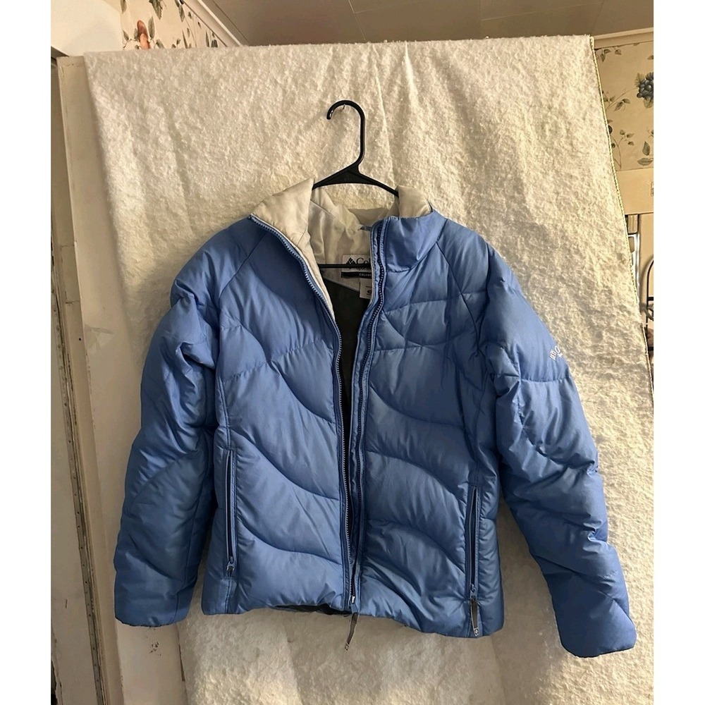 Columbia Women's Light Blue Quilted Puffer Jacket Insulated Full Zip Coat Medium